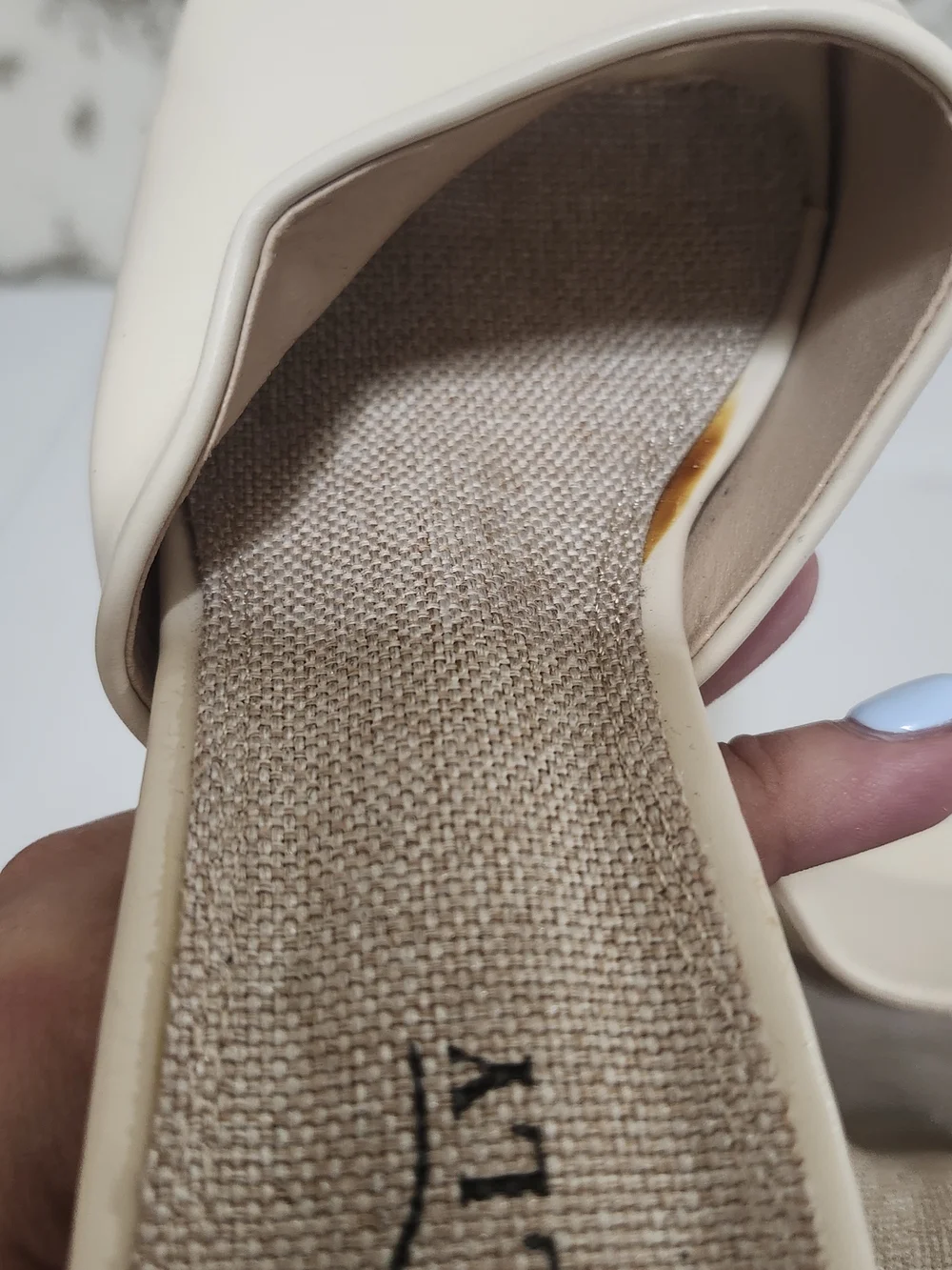 Oh Polly Beige Chunky Platform Slide Heels